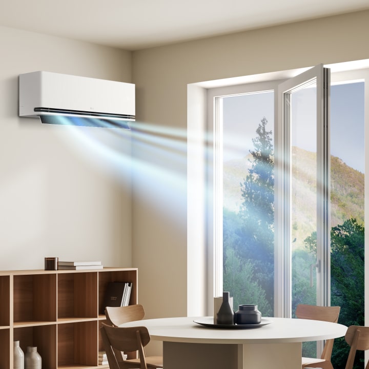 LG air conditioner with window open detection reduces operation when a window is opened for ventilation to save energy.