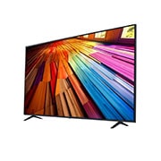 Slightly-angled left-facing side view of LG UHD TV