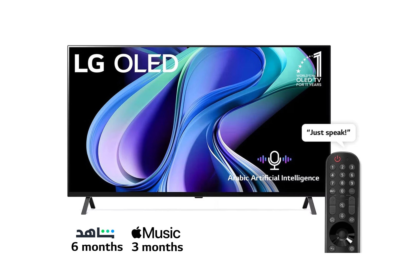 LG, OLED TV, 55 inch A3 series, WebOS Smart AI ThinQ, Magic Remote, 4 side Cinema, Dolby Vision HDR10, HLG, AI Picture Pro, AI Sound Pro (5.1.2ch), Dolby Atmos, 2 Pole stand, 2023 New + LG Soundbar SH7Q, O55A3.SH7Q