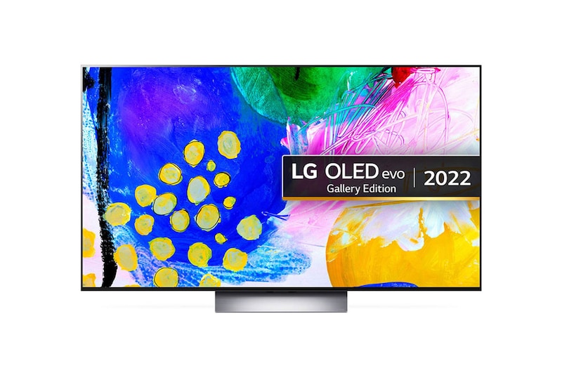 Front view of LG OLED TV 65 Inch G2 Series, Gallery Design 4K Cinema HDR WebOS Smart AI ThinQ Pixel Dimming OLED65G26LA