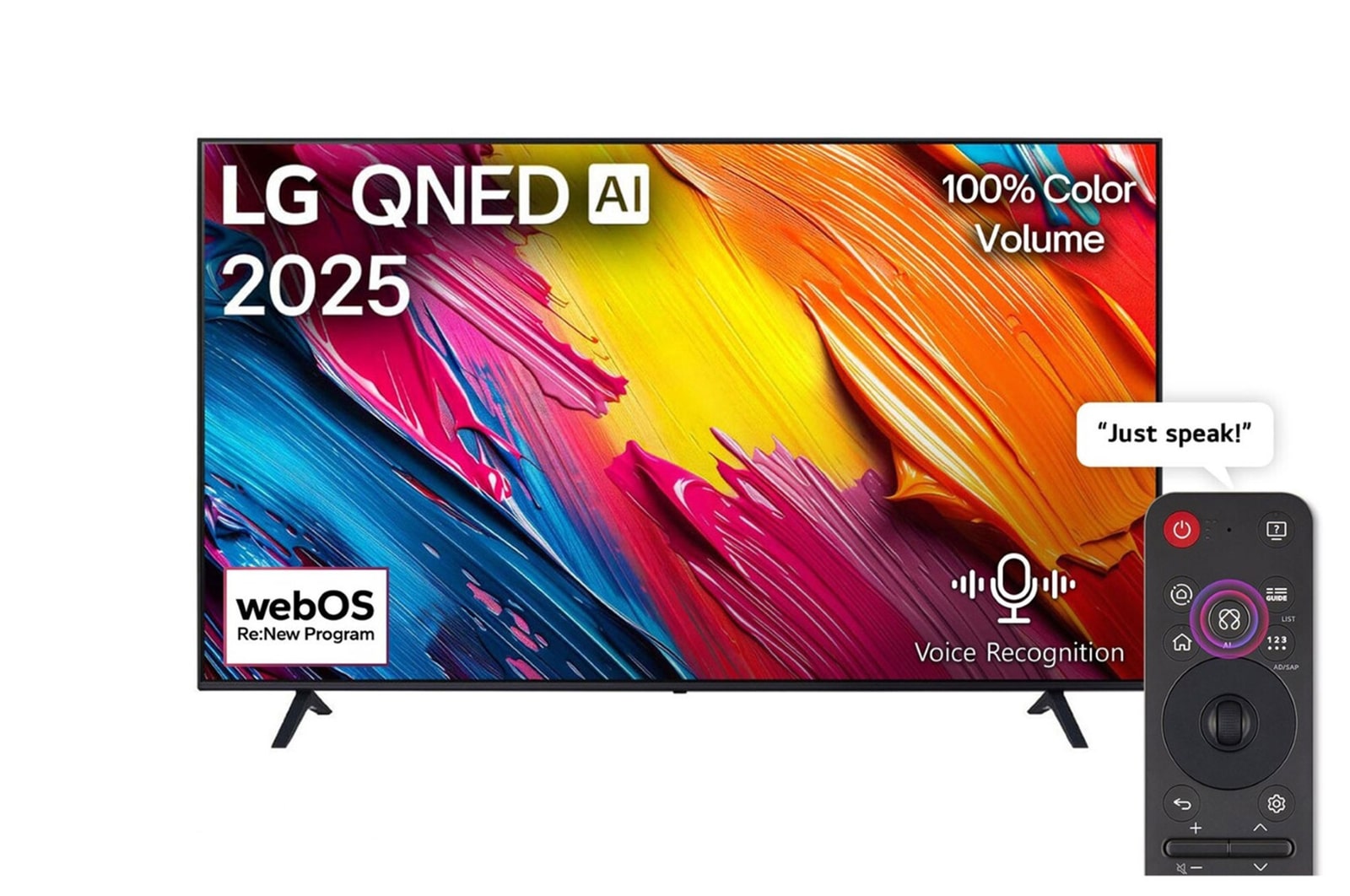 Front view of 55 Inch LG QNED AI QNED70 4K Smart TV AI Magic remote HDR10 WebOS25 2025 55QNED70A6A