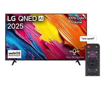 Front view of 75 Inch LG QNED AI QNED70 4K Smart TV AI Magic remote HDR10 WebOS25 2025 75QNED70A6A