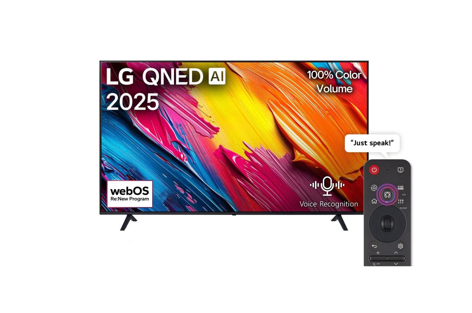 Front view of 75 Inch LG QNED AI QNED70 4K Smart TV AI Magic remote HDR10 WebOS25 2025 75QNED70A6A