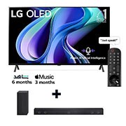 LG, OLED TV, 65 inch A3 series, WebOS Smart AI ThinQ, Magic Remote, 4 side Cinema, Dolby Vision HDR10, HLG, AI Picture Pro, AI Sound Pro (5.1.2ch), Dolby Atmos, 2 Pole stand, 2023 New + LG Soundbar SH7Q, O65A3.SH7Q