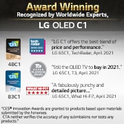 LG OLED TV 55 Inch C1 Series, Cinema Screen Design 4K Cinema HDR WebOS Smart AI ThinQ Pixel Dimming, OLED55C1PVB