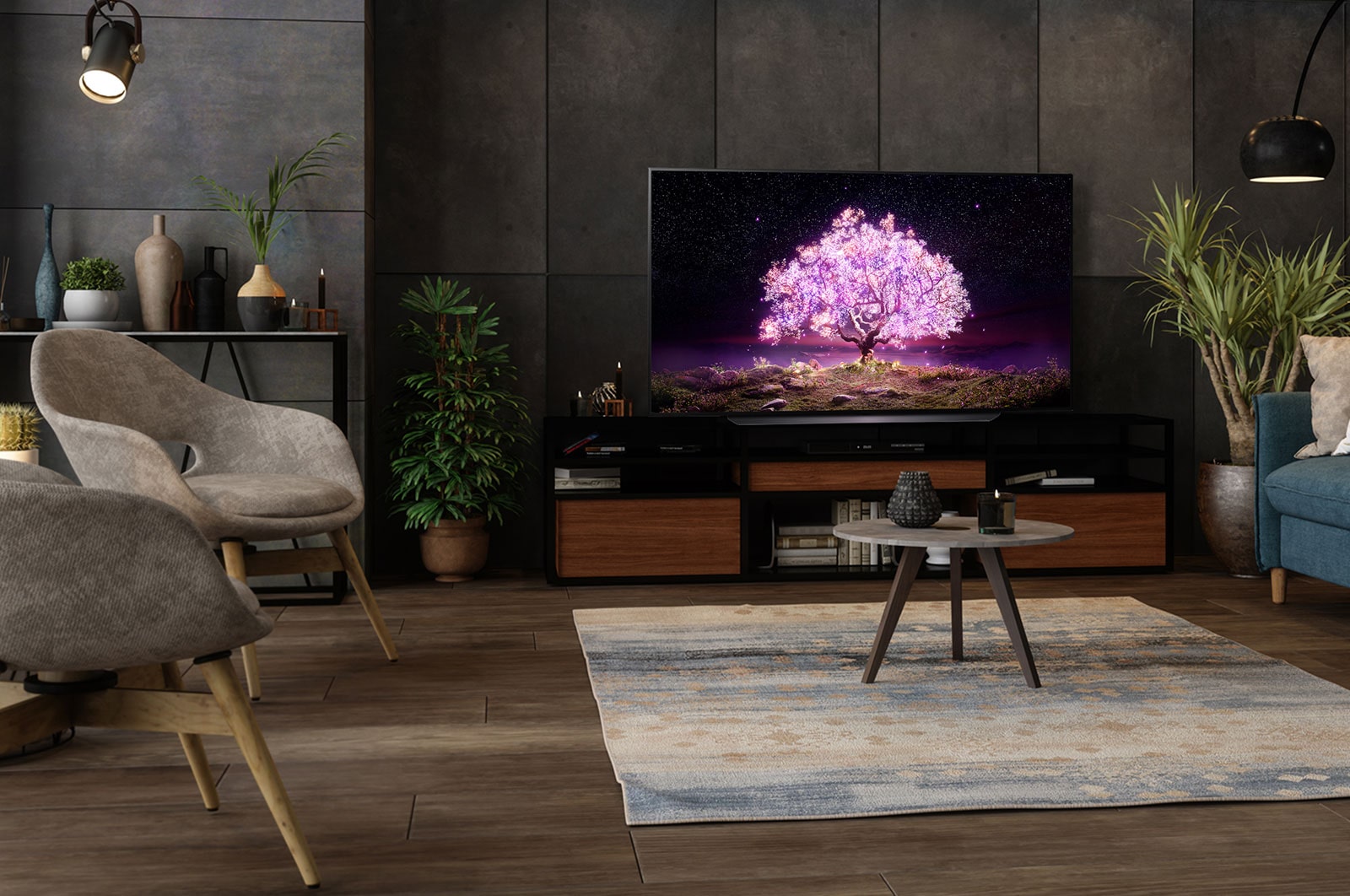 LG OLED TV 77 Inch C1 Series Cinema Screen Design 4K Cinema HDR webOS Smart with ThinQ AI Pixel Dimming, OLED77C1PVA