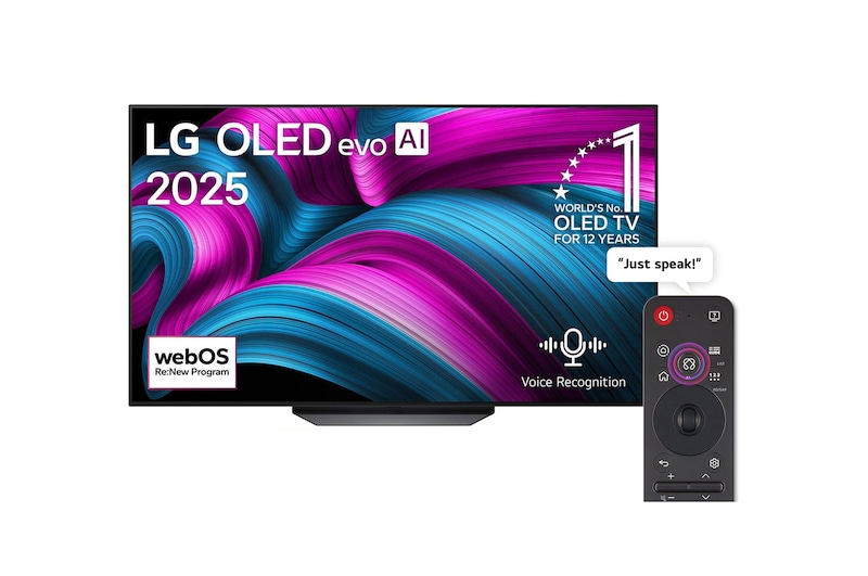 Front view of 65 Inch LG OLED evo AI CS5 4K 120Hz Smart TV AI Magic remote WebOS25 2025  OLED65CS5VA