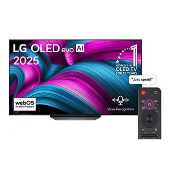 Front view of 65 Inch LG OLED evo AI CS5 4K 120Hz Smart TV AI Magic remote WebOS25 2025  OLED65CS5VA
