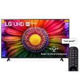 LG, UHD 4K TV, 75 inch UR80 series, WebOS Smart AI ThinQ, Magic Remote, 3 side cinema, HDR10, HLG, AI Sound Pro (5.1.2ch), 2 Pole stand, 2023 New