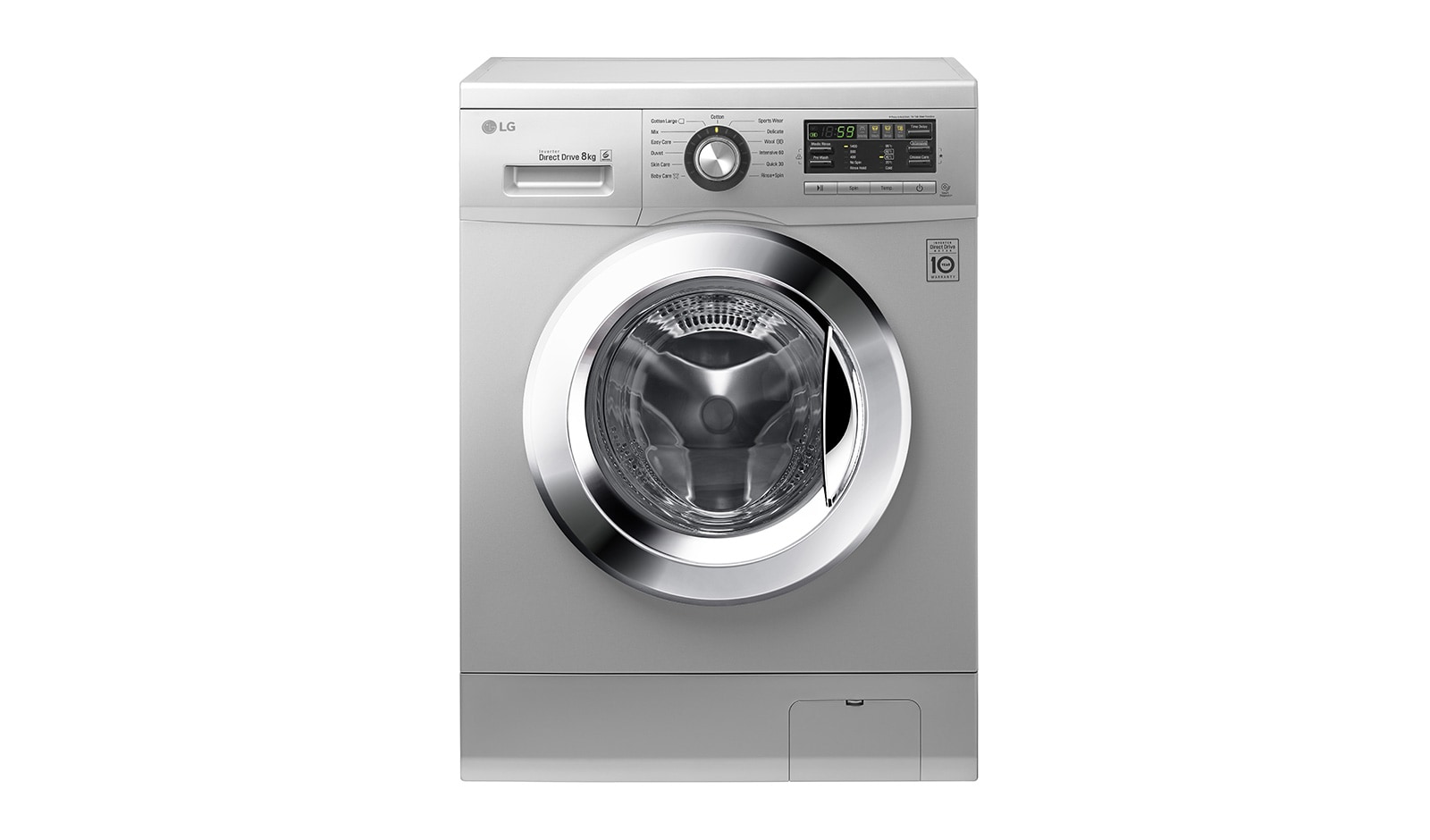 Front view of 8KG Front Loading Silver Washing Machine  F1496TD23