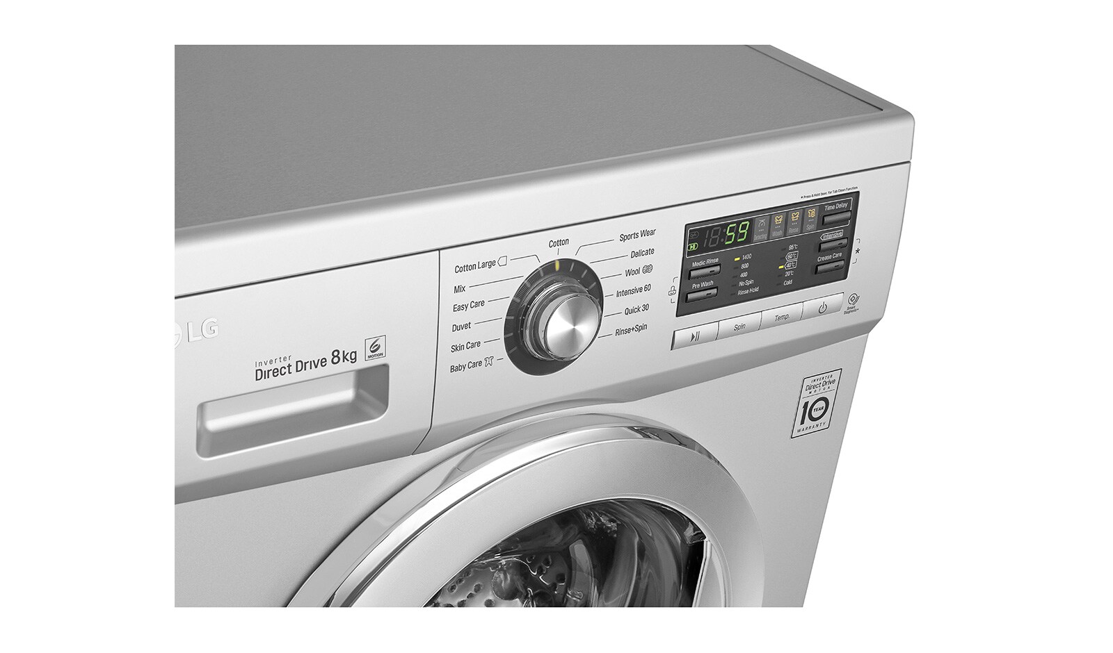 LG 8KG Front Loading Silver Washing Machine , F1496TD23