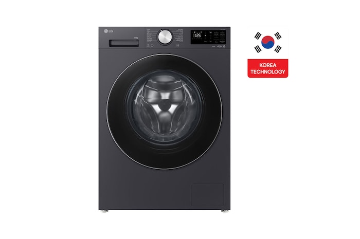 Front view of 13kg Front Loading Washing Machine White - AI DD, Auto Dispense, Microplastic Care F4X5EYG24.AEGPEEC