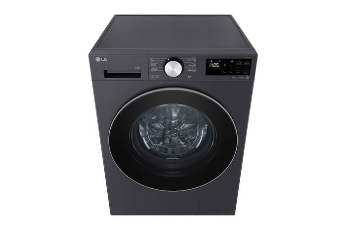 LG front load washing machine detecting the shirts in a laundry room