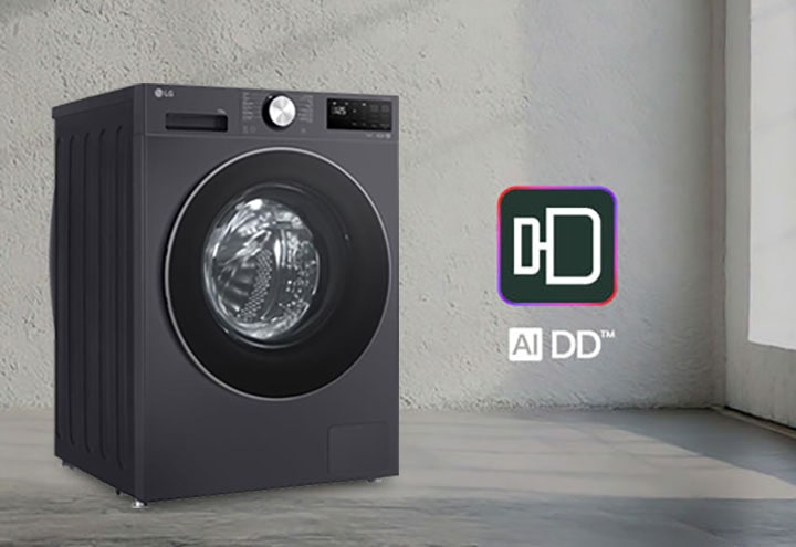 LG washing machine with LG AI DD emblem