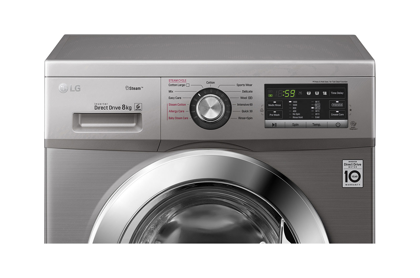 LG 8KG Steam Washing Machine Chrome Knob, FH4G6TDY6