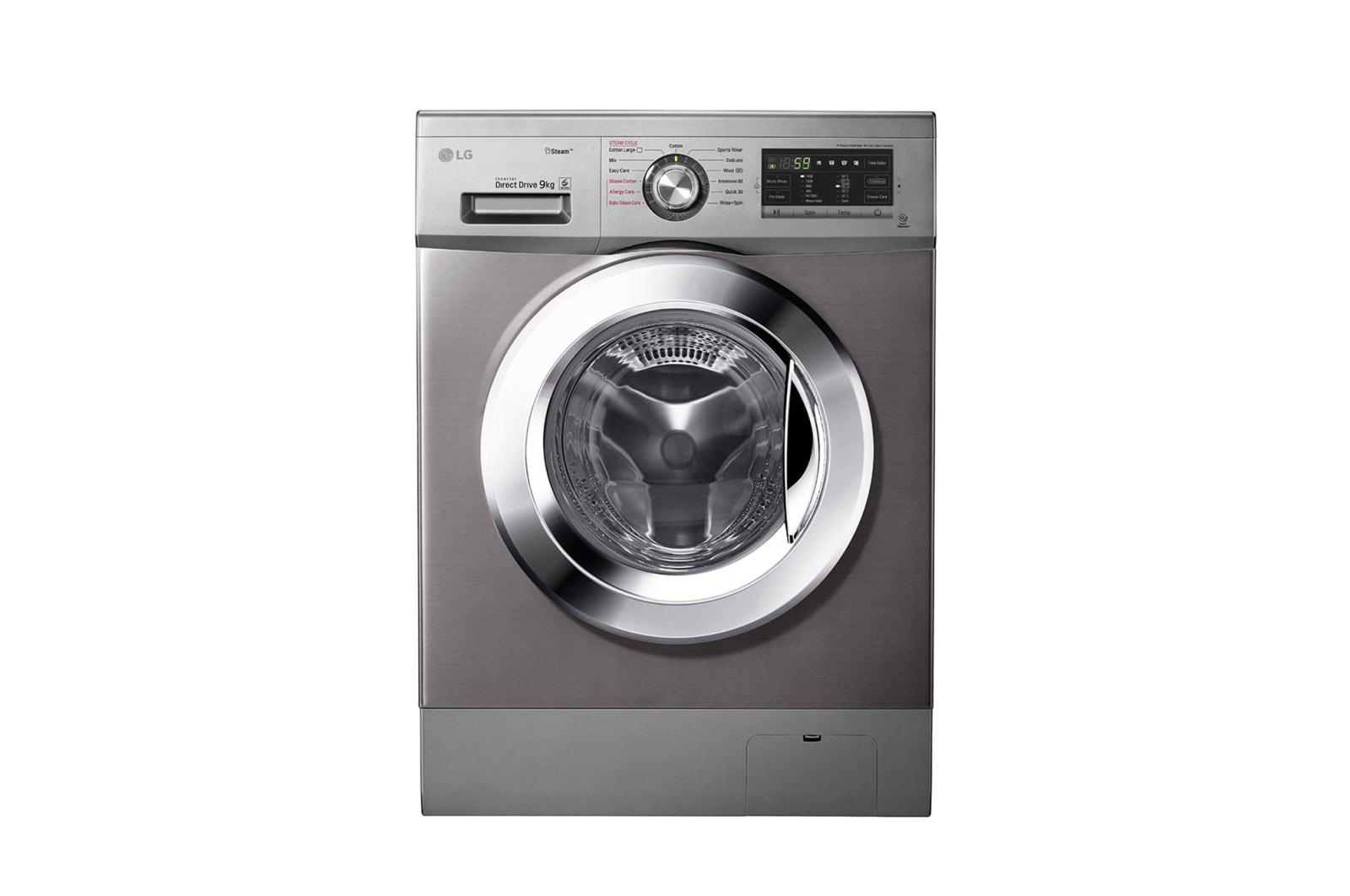 Front view of 9KG Steam Washing Machine & 5KG Dryer, Chrome Knob FH4G6VDGG6