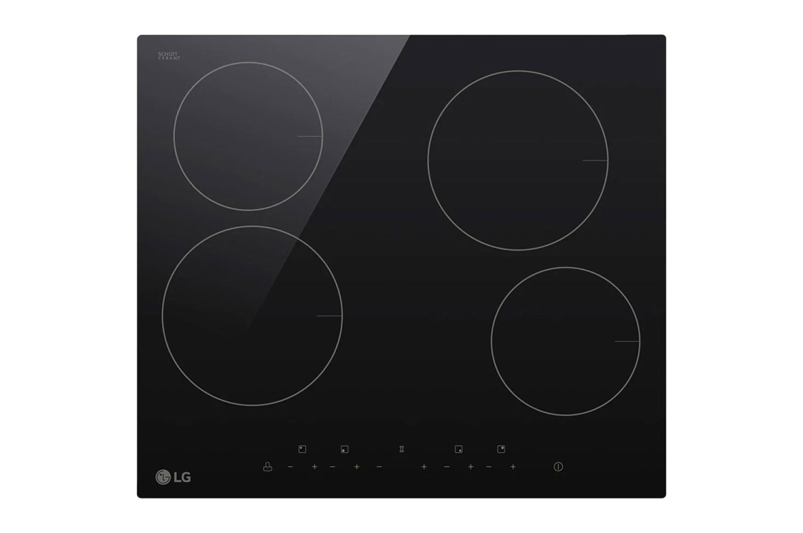 Front view of LG Cooktop 4 burners radiant hob 60 cm black CBEZ2414B
