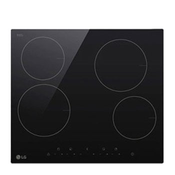 Front view of LG Cooktop 4 burners radiant hob 60 cm black CBEZ2414B