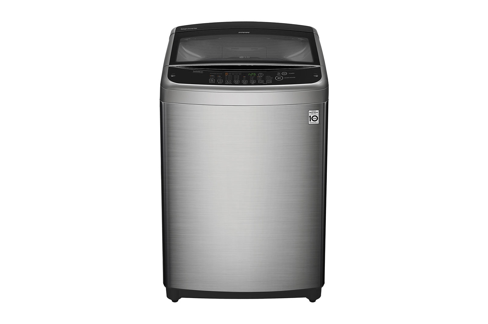 Front view of 18kg Silver Sapience Smart Inverter Washing Machine, Smart Motion, Smart Diagnosis T1866NEFTU
