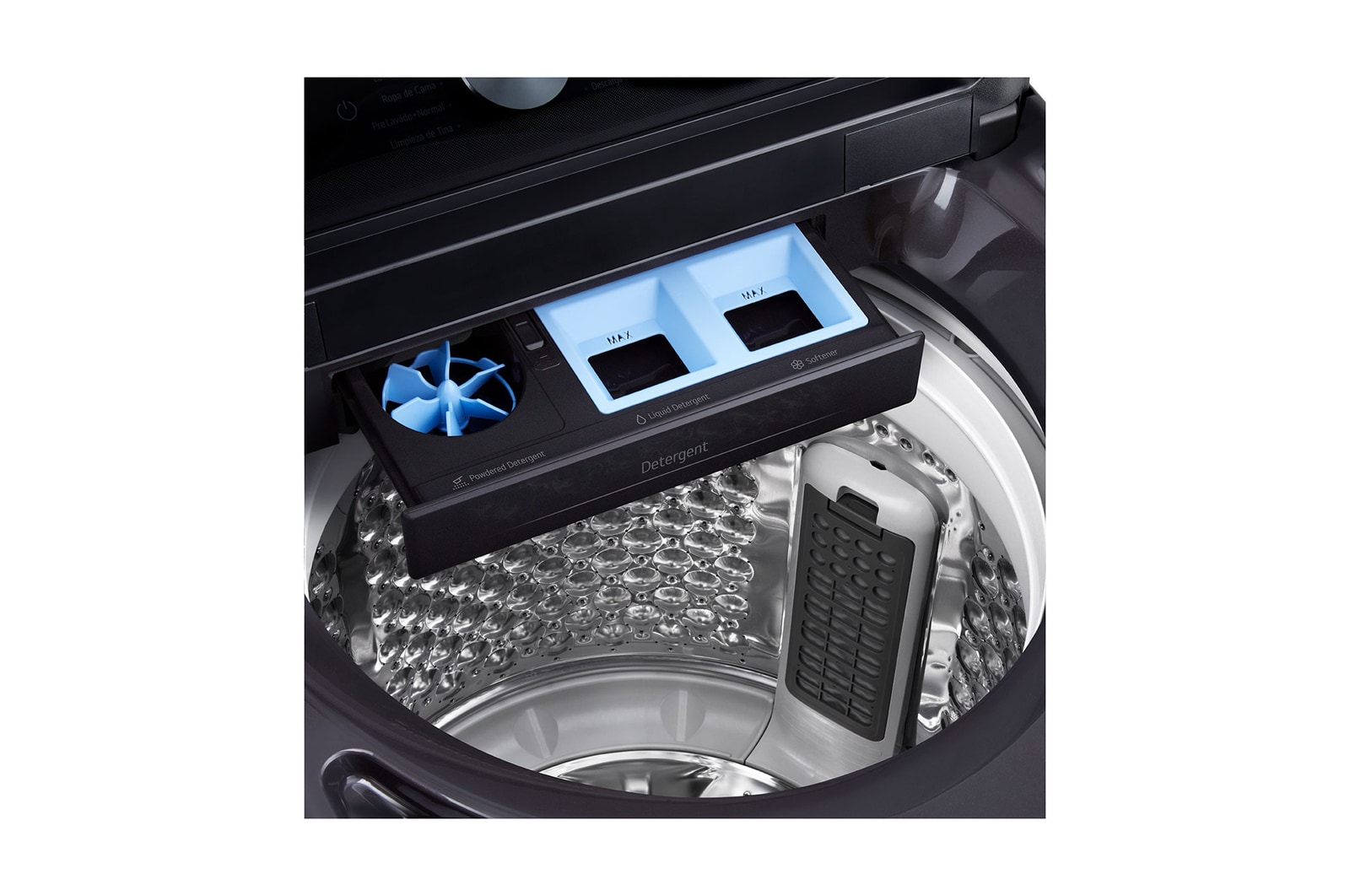 Woman unloading laundry from a top loading washing machine, featuring EasyUnload™.