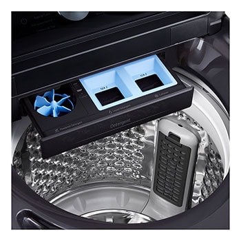 Woman unloading laundry from a top loading washing machine, featuring EasyUnload™.