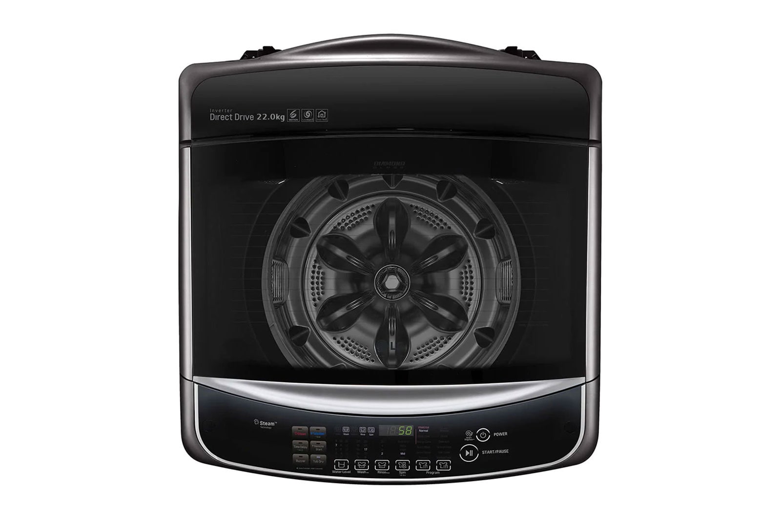 LG 22 Kg HEDD Motor, Turbo Wash 3D, 6 Motion, Steam, Soft Closing Door, T2293EFHSC