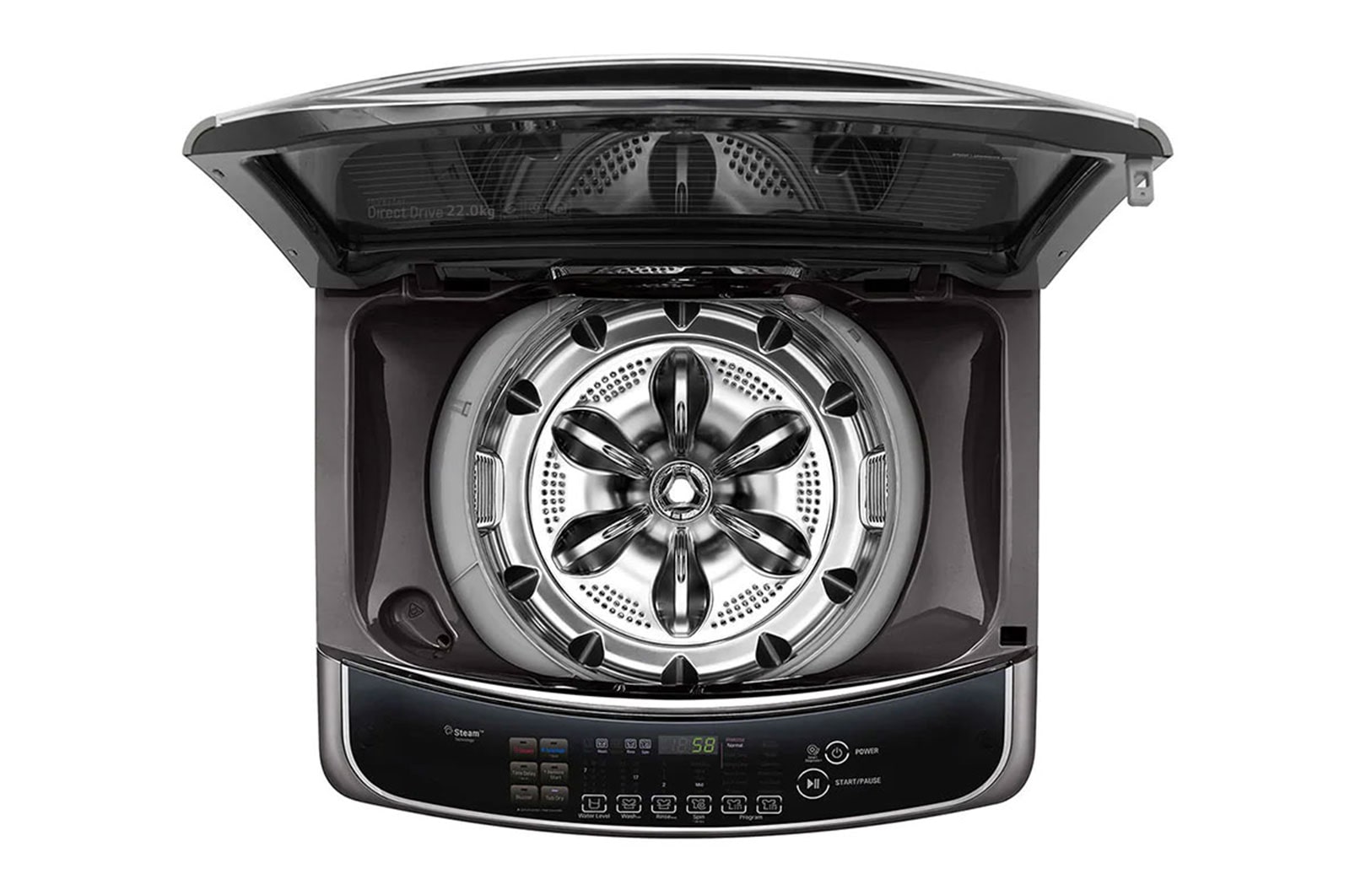 LG 22 Kg HEDD Motor, Turbo Wash 3D, 6 Motion, Steam, Soft Closing Door, T2293EFHSC