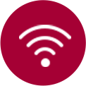 A gray WiFi icon with three white arcs emanating from a central dot, symbolizing wireless connectivity.