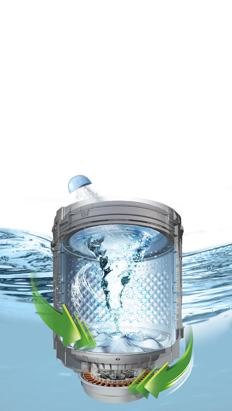 It is spraying water in four directions using a 3D multi-nozzle.