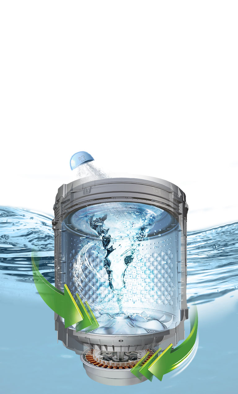 It is spraying water in four directions using a 3D multi-nozzle.