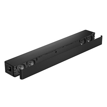 Soundbar top view with grill part separated
