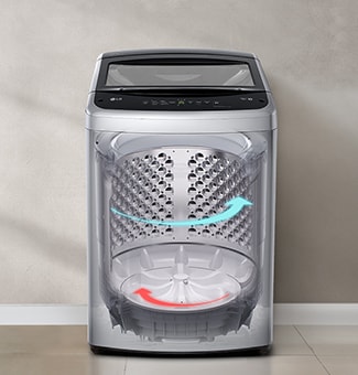 The drum inside the washing machine is showing how it is running