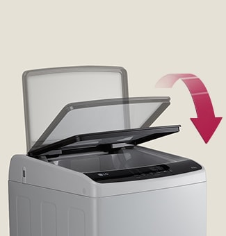 The washing machine cover is showing open