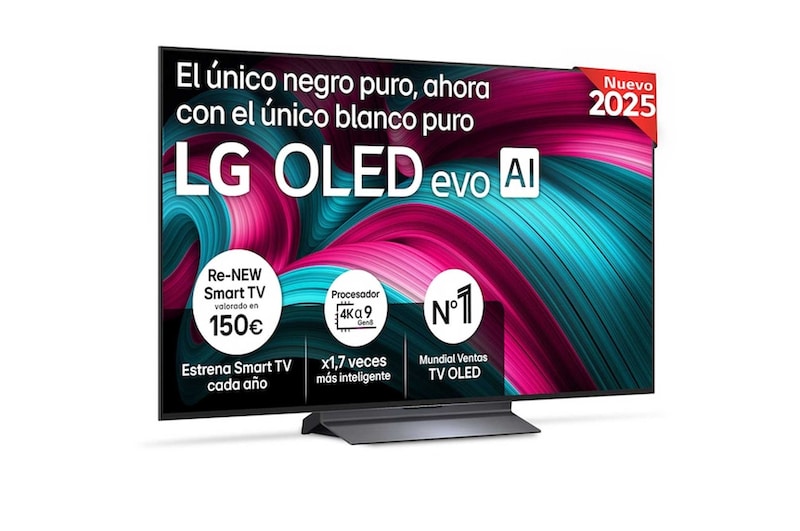 Vista frontal del Smart TV LG OLED evo AI C5 55 pulgadas 4K 2025 OLED55C54LA