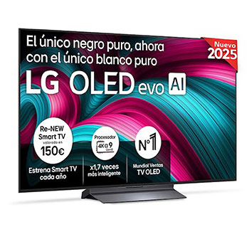 Vista frontal del Smart TV LG OLED evo AI C5 55 pulgadas 4K 2025 OLED55C56LB