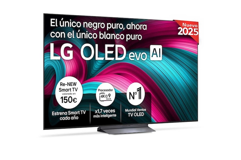 Vista frontal del Smart TV LG OLED evo AI C5 65 pulgadas 4K 2025 OLED65C54LA