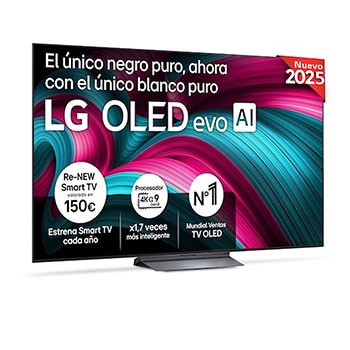 Vista frontal del Smart TV LG OLED evo AI C5 77 pulgadas 4K 2025 OLED77C56LB