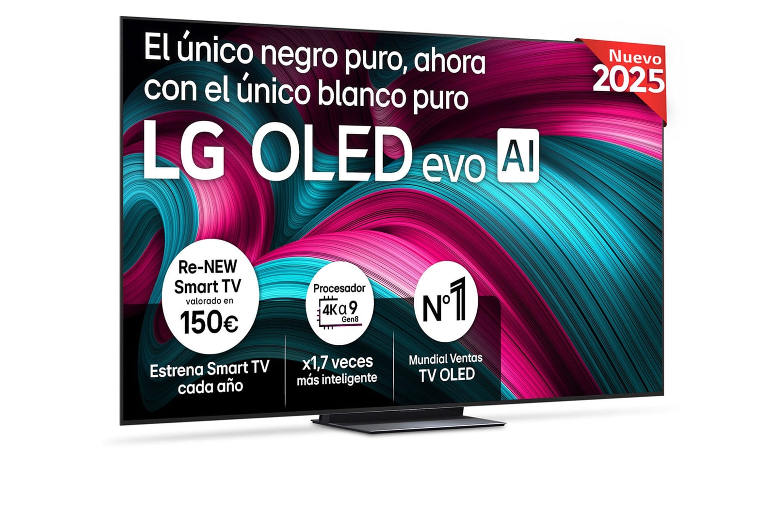 Vista frontal del Smart TV LG OLED evo AI C5 83 pulgadas 4K 2025 OLED83C56LA