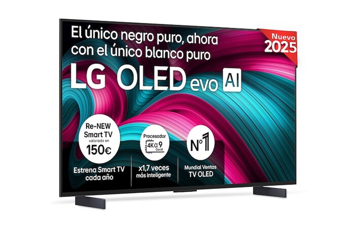 Vista frontal del Smart TV LG OLED evo AI C5 42 pulgadas 4K 2025 OLED42C55LA