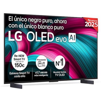 Vista frontal del Smart TV LG OLED evo AI C5 42 pulgadas 4K 2025 OLED42C55LA
