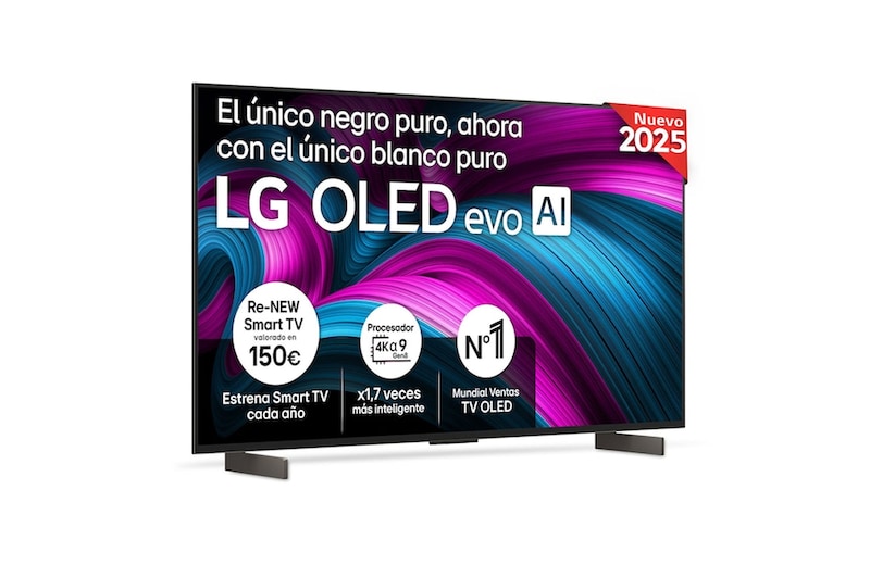 Vista frontal del Smart TV LG OLED evo AI C5 42 pulgadas 4K 2025 OLED42C5ELB