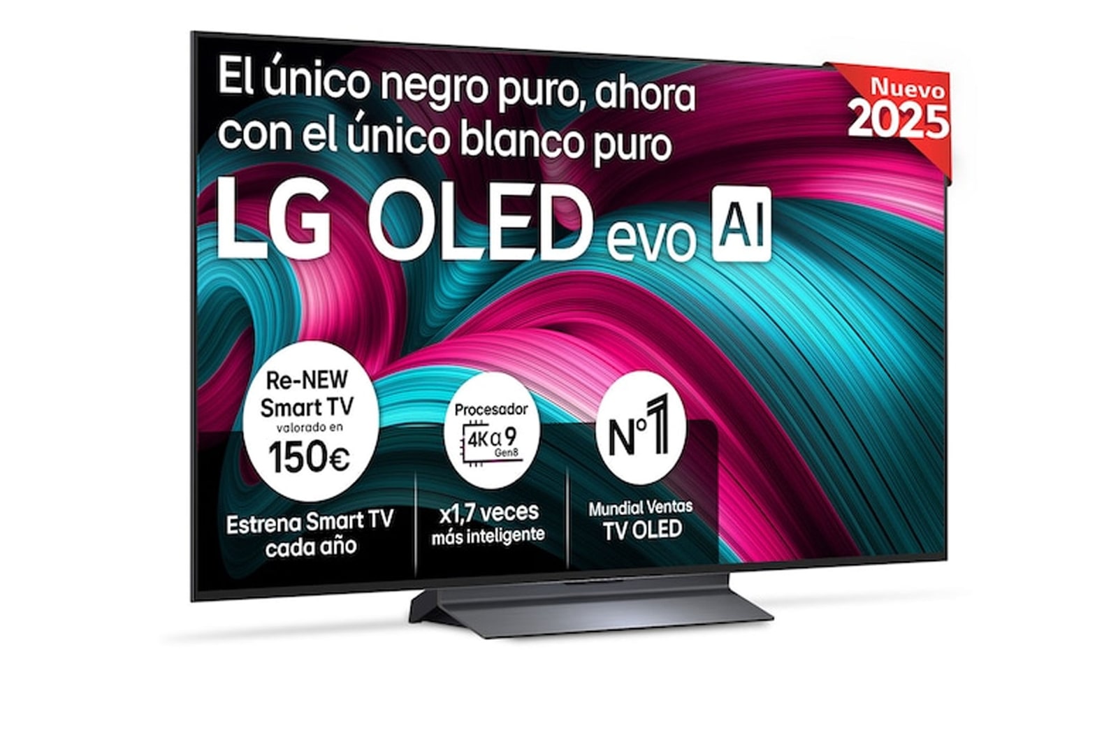 Vista frontal del Smart TV LG OLED evo AI C5 48 pulgadas 4K 2025 OLED48C55LA