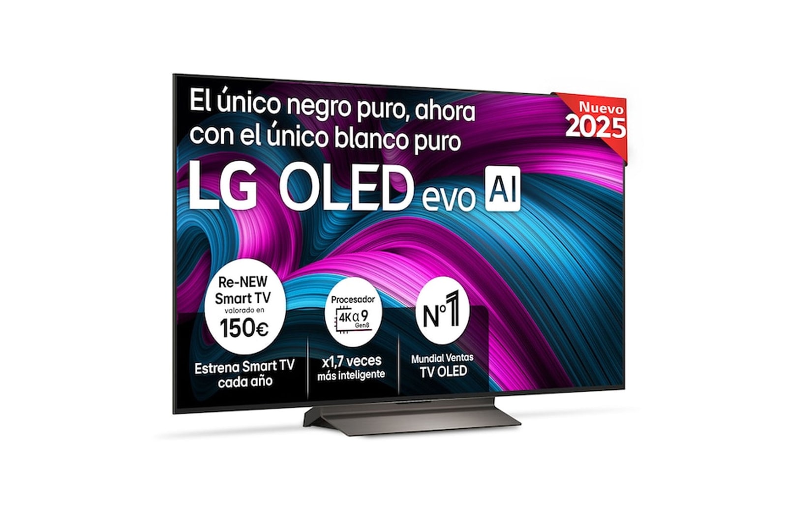 Vista frontal del Smart TV LG OLED evo AI C5 55 pulgadas 4K 2025 OLED55C5ELB
