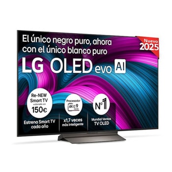 Vista frontal del Smart TV LG OLED evo AI C5 55 pulgadas 4K 2025 OLED55C5ELB