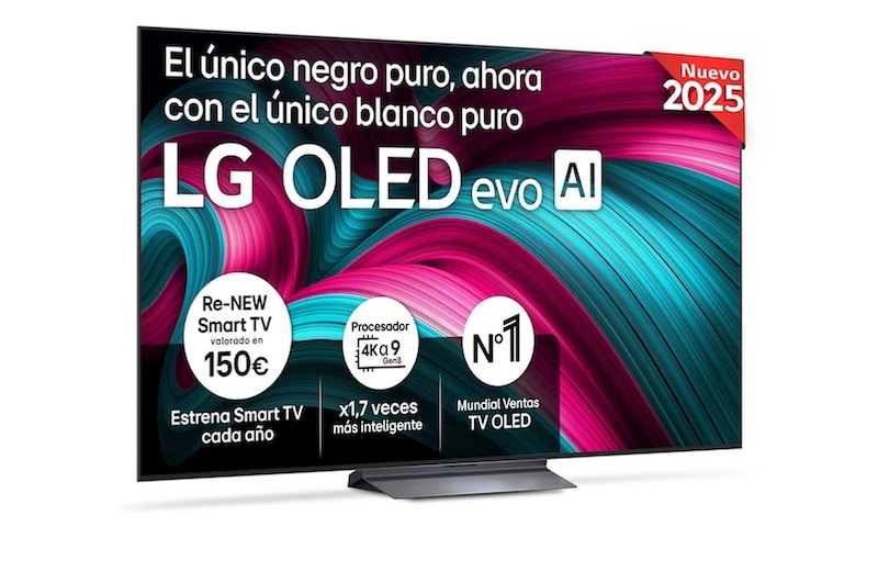Vista frontal del Smart TV LG OLED evo AI C5 65 pulgadas 4K 2025 OLED65C55LA