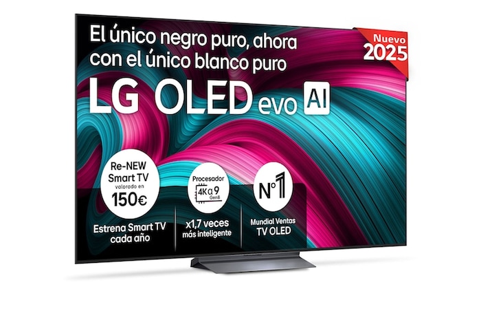Vista frontal del Smart TV LG OLED evo AI C5 77 pulgadas 4K 2025 OLED77C55LA