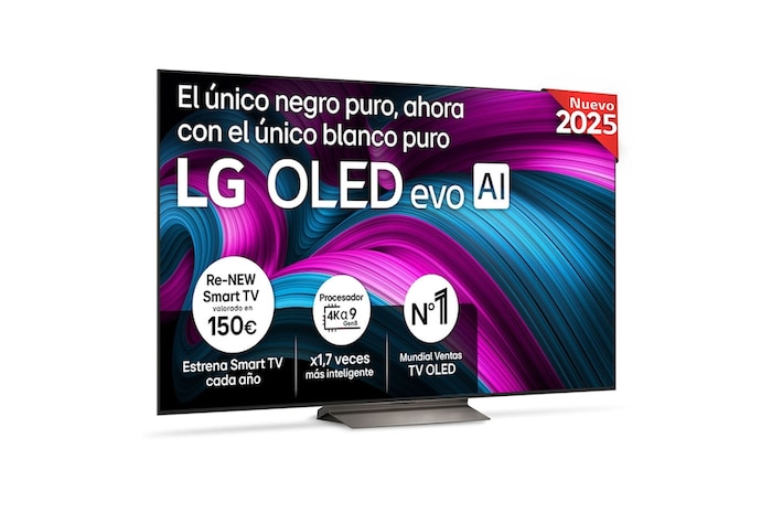 Vista frontal del Smart TV LG OLED evo AI C5 77 pulgadas 4K 2025 OLED77C5ELB
