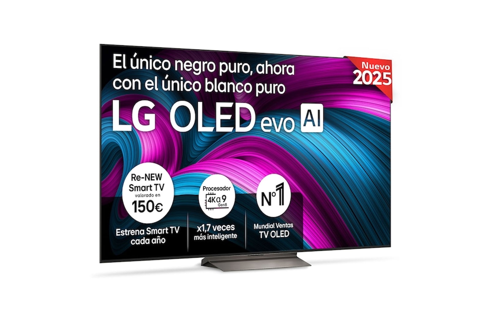 Vista frontal del Smart TV LG OLED evo AI C5 77 pulgadas 4K 2025 OLED77C5ELB