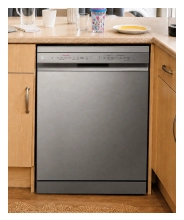 Un lavavajillas LG de acero inoxidable instalado bajo un mostrador de cocina