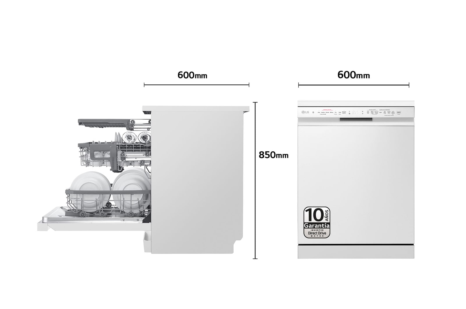 LG Outlet Lavavajillas LG QuadWashTM, con lavado a  vapor, Blanco, D, DF243FWS